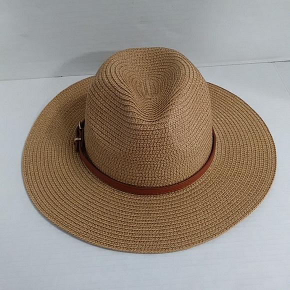 Women's Tan With Brown Band Straw Hat *NWOT* - Picture 5 of 8